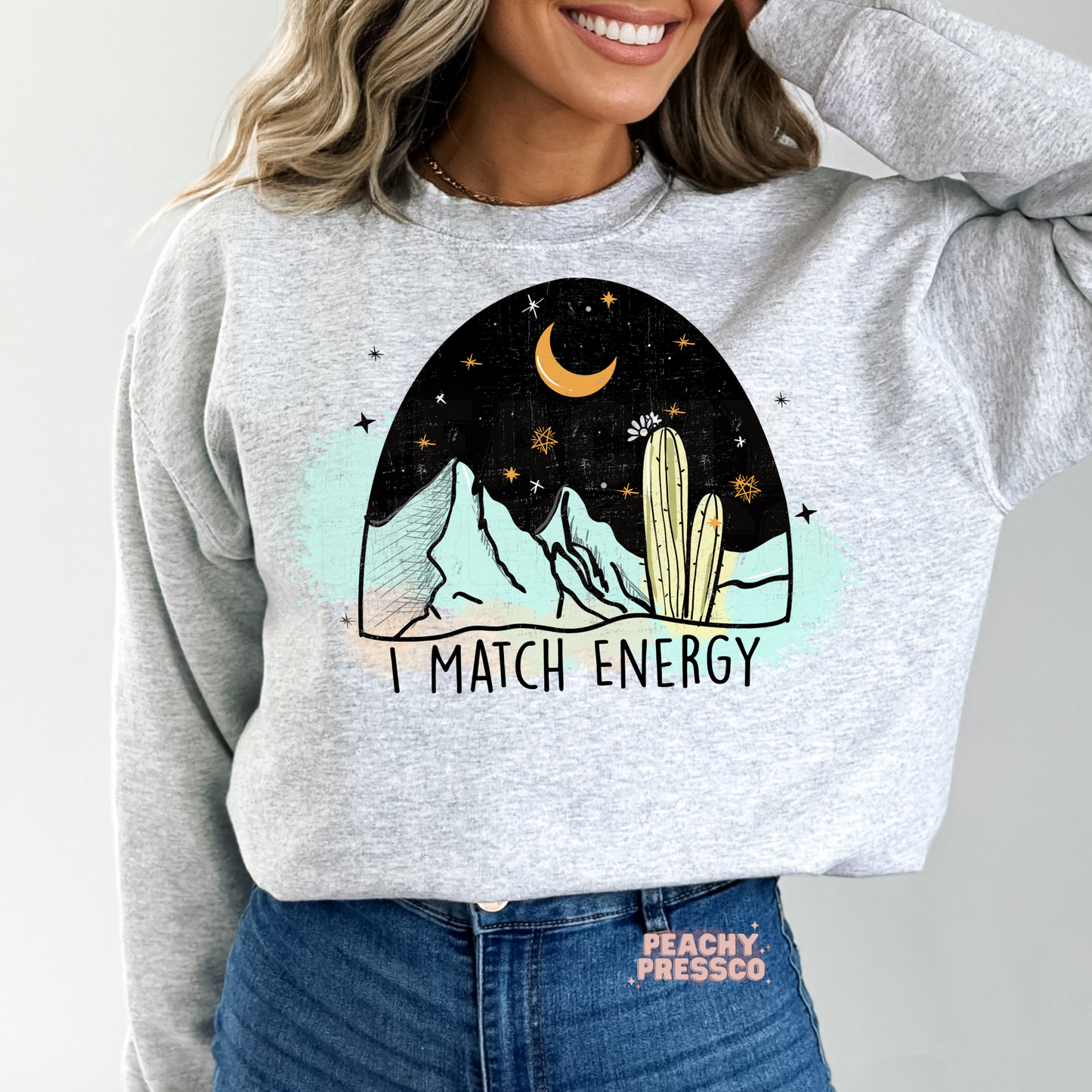 I Match Energy Cactus Moon Desert Tee – Western Boho Vibe Apparel for Sassy Energy Mood