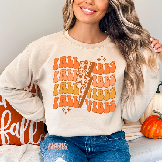 Fall Vibes Lightning Sweatshirt – Repeated Retro Design Apparel