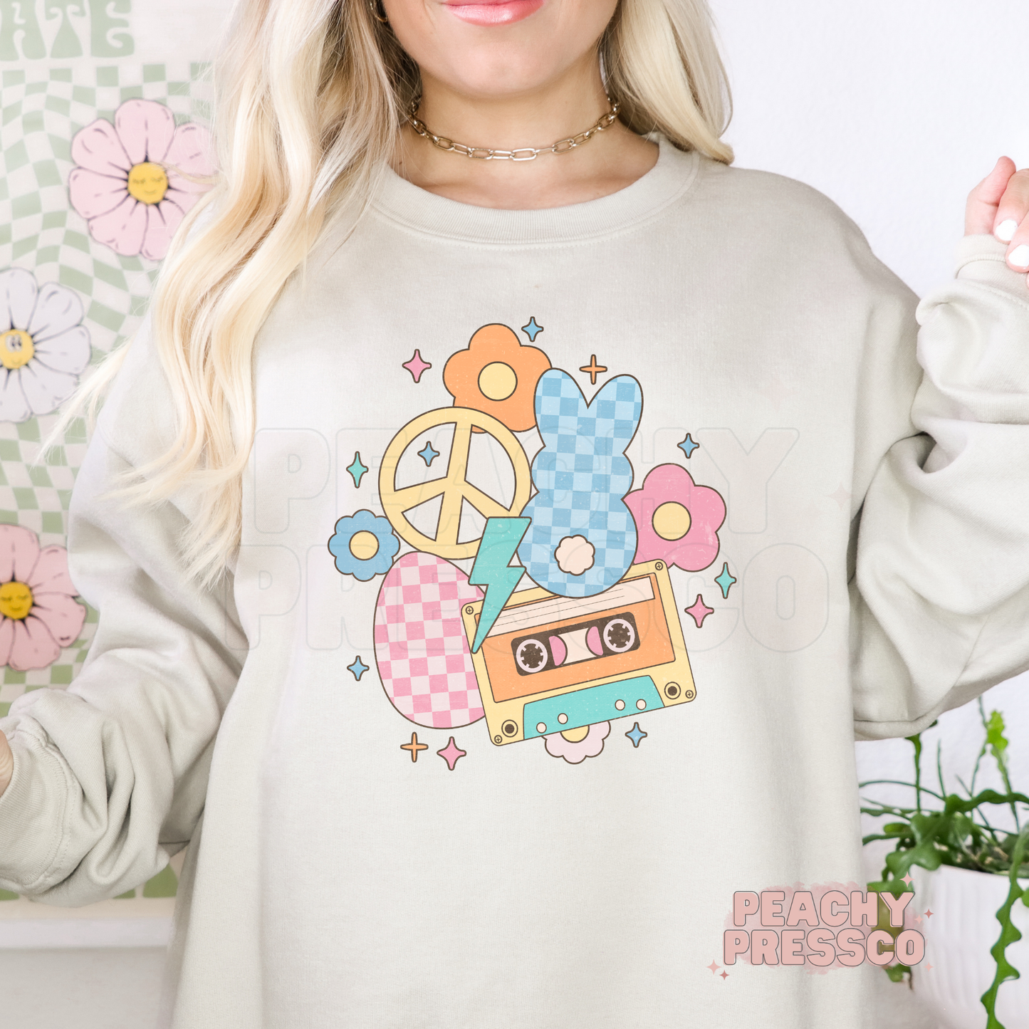 90s Retro Bunny Cassette Shirt – Easter Pastel Aesthetic Apparel