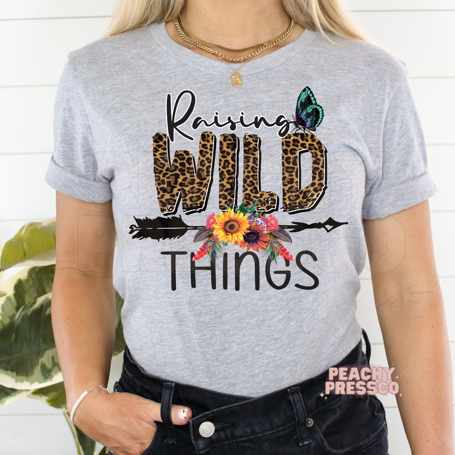 Raising Wild Things Leopard Print Floral Sweatshirt, Apparel