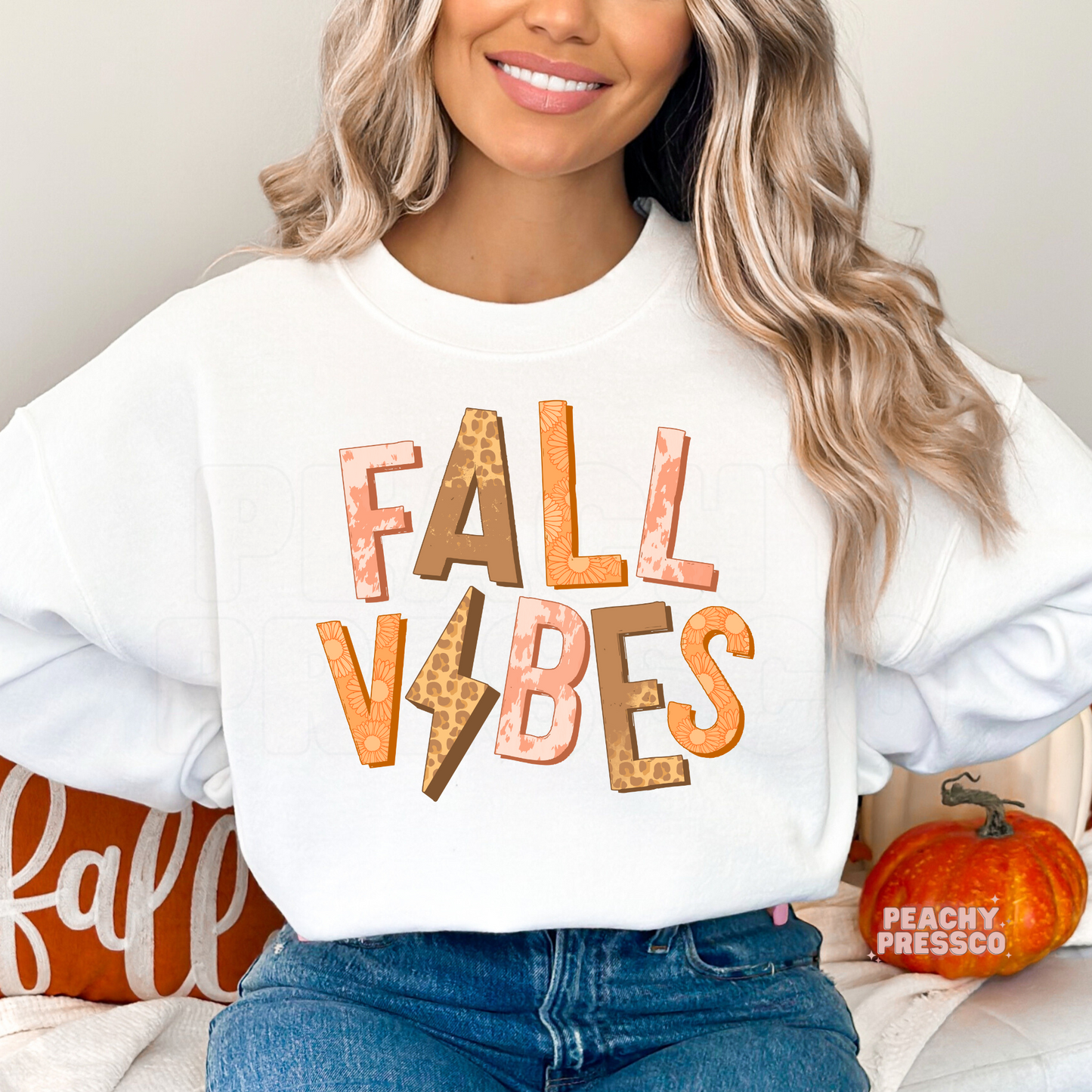 Fall Vibes Sweatshirt – Retro Animal Print Lettering Apparel