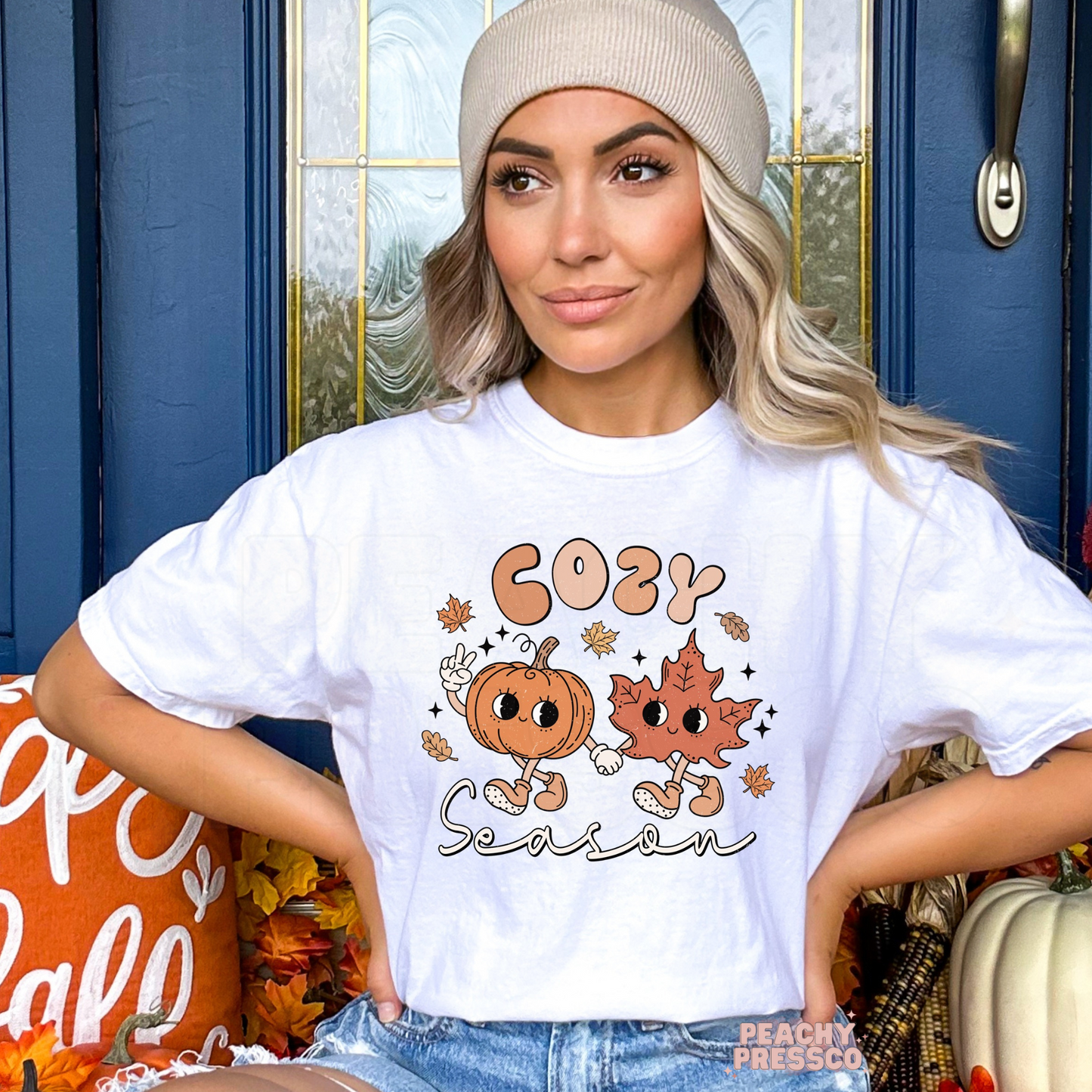 Cozy Season Pumpkin & Leaf Shirt – Cute Fall Apparel