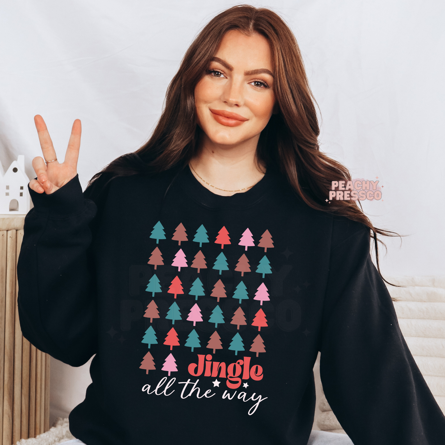 Jingle All the Way T-Shirt – Cute Christmas Tree Pattern Holiday Apparel