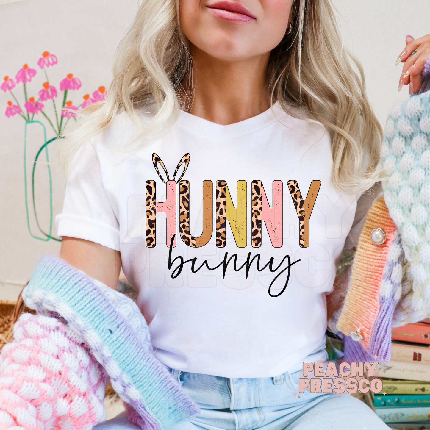 Hunny Bunny Leopard Print Easter T-Shirt – Cute Spring Bunny Apparel