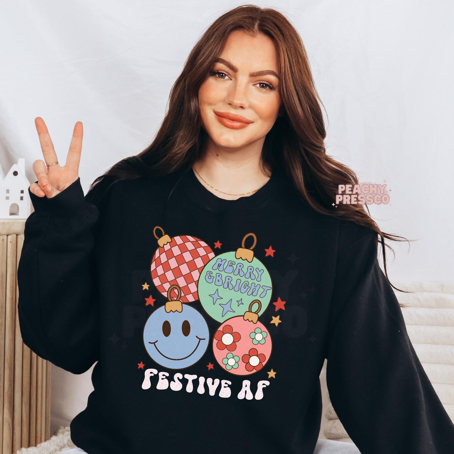 Festive AF Christmas Ornaments T-Shirt – Merry & Bright Retro Holiday Apparel
