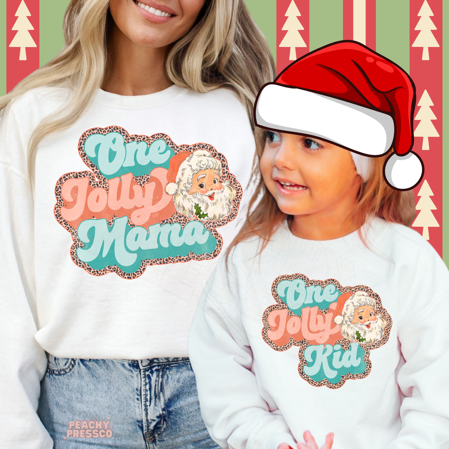 One Jolly Mama & One Jolly Kid Matching Christmas Sweatshirts | Holiday Mom and Child, Apparel