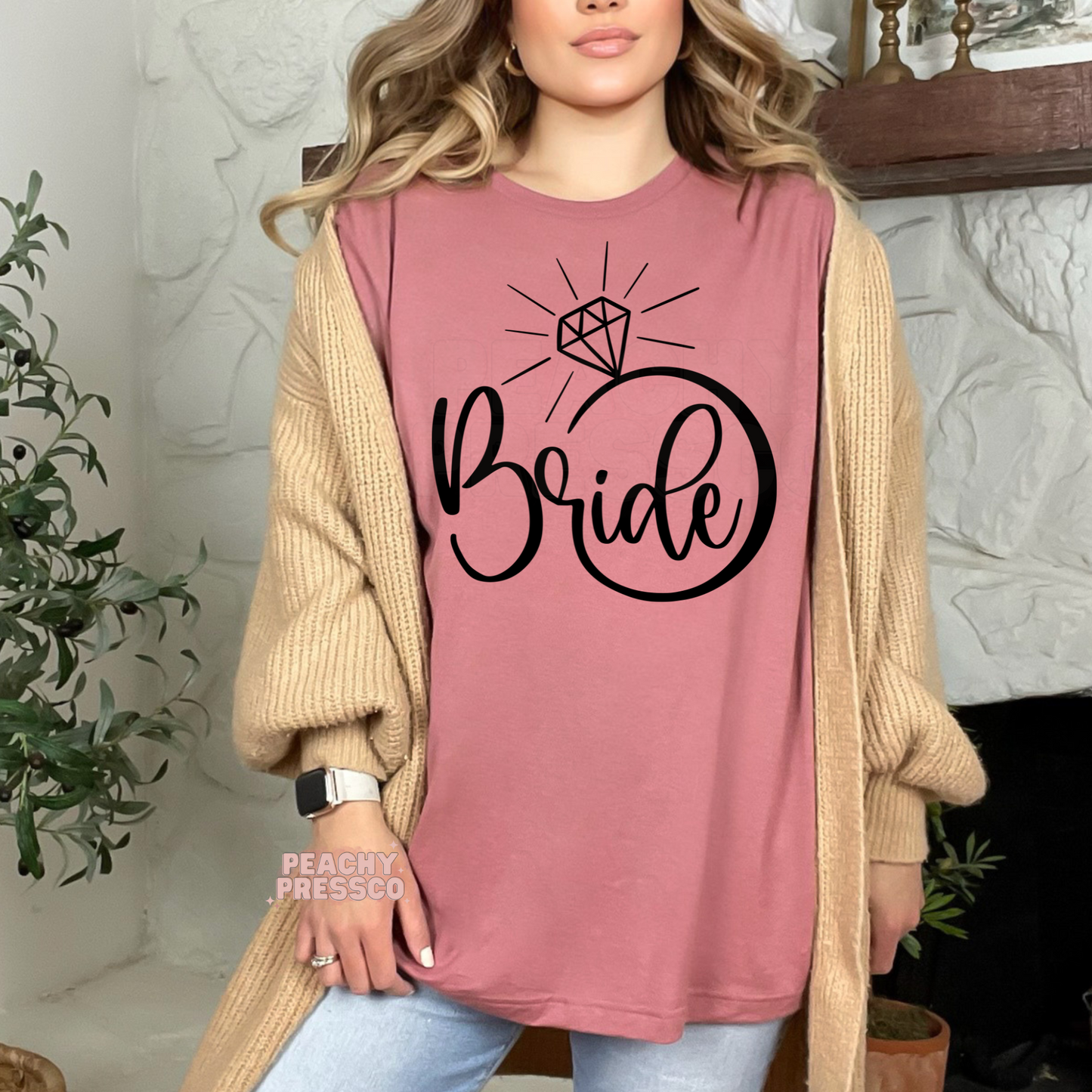 Cute Bride Engagement Sweatshirt with Diamond Ring Graphic Apparel