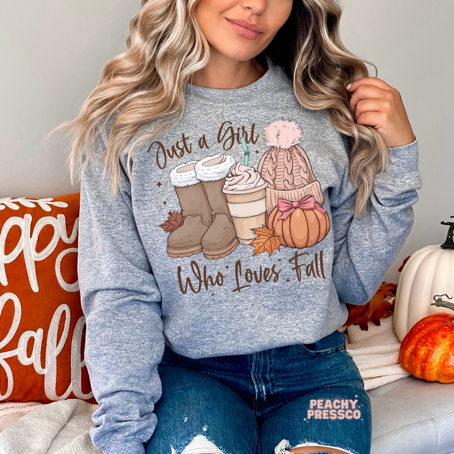 Just a Girl Who Loves Fall Sweatshirt – Cozy Autumn Graphic Pullover, Fall Apparel