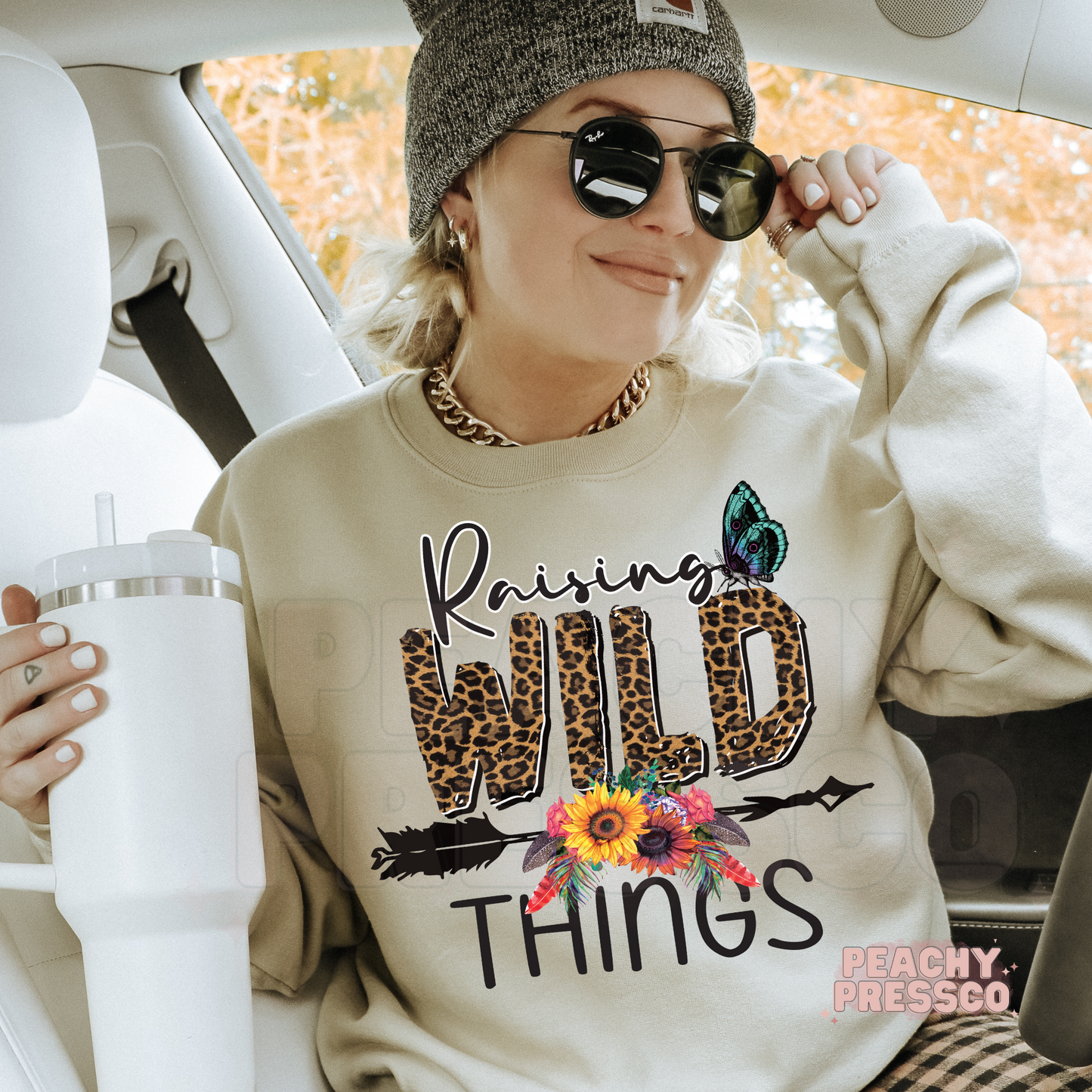 Raising Wild Things Leopard Print Floral Sweatshirt, Apparel