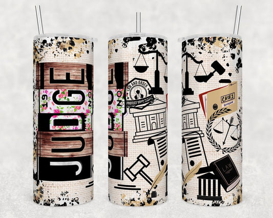 Judge Tumbler with Floral Accents – Law & Courtroom Theme Gift for Legal Professionals