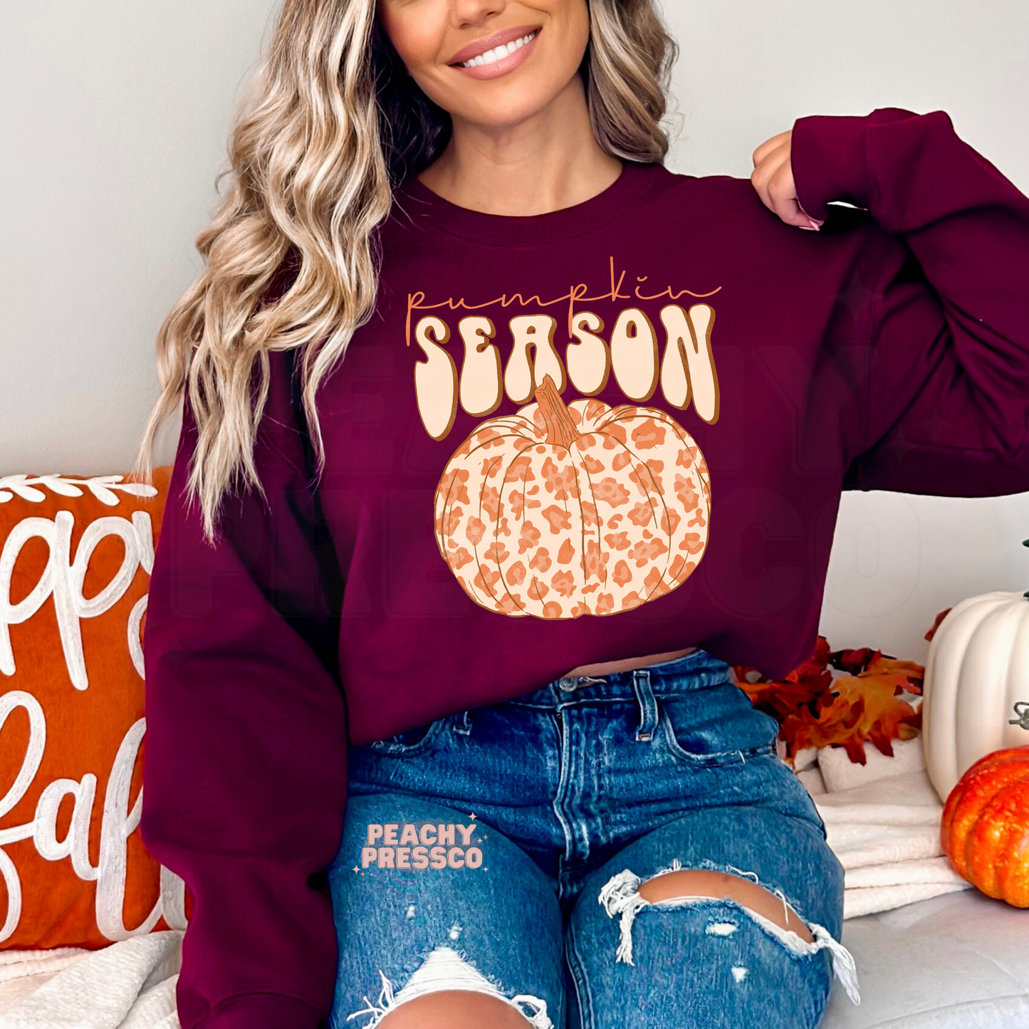 Pumpkin Season Leopard Print Sweatshirt, Fall Apparel