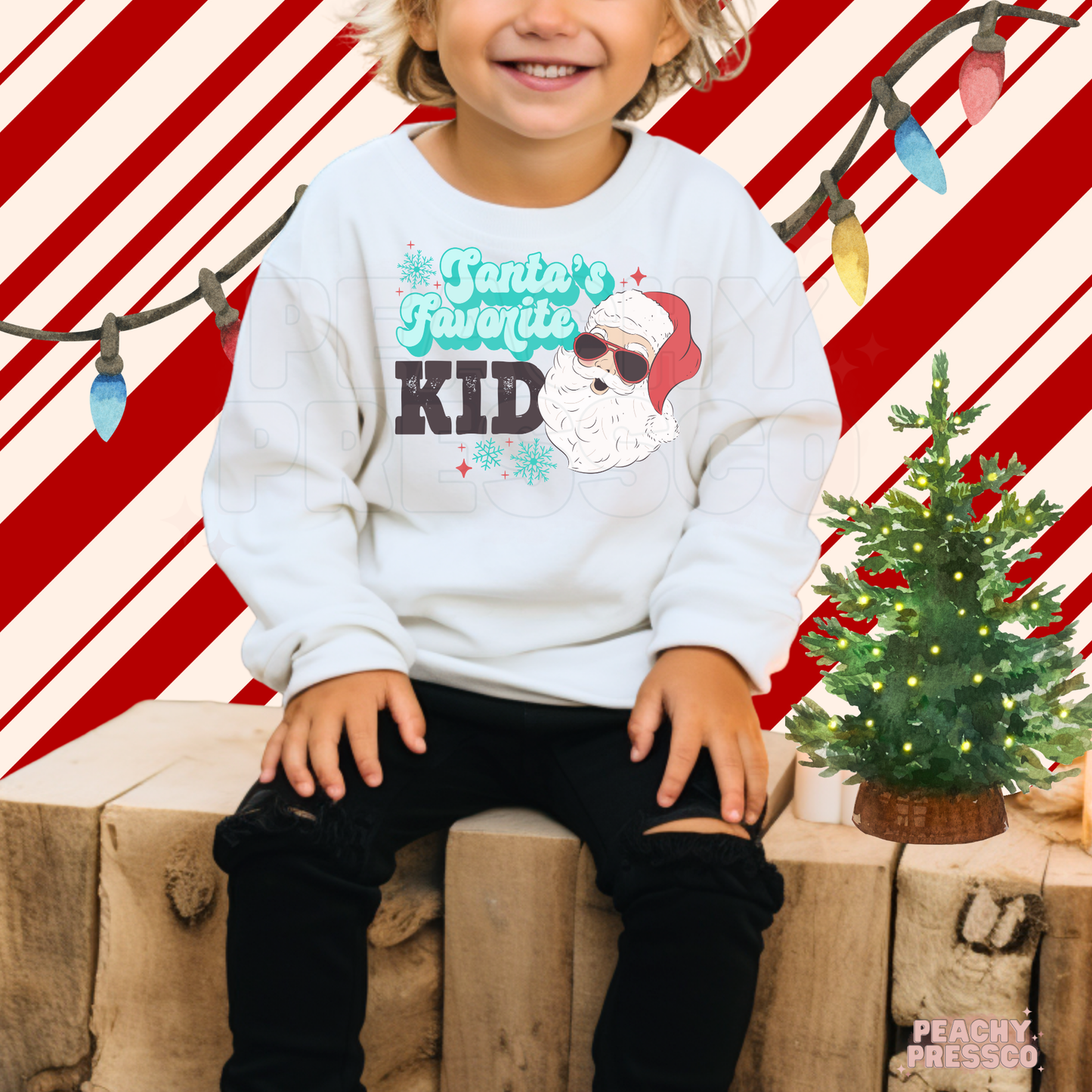 Santa’s Favorite Kid (Blue) Christmas Sweatshirt – Cute Holiday Apparel