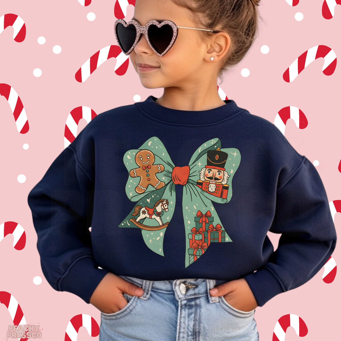 Nutcracker Bow Christmas Sweatshirt – Kids Festive Fun Holiday Apparel