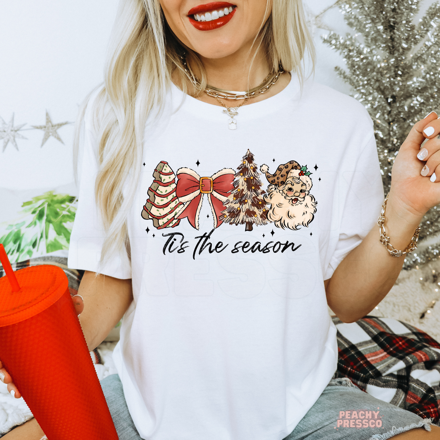 Tis The Season Santa Shirt | Cute Retro Christmas Graphic Holiday Apparel