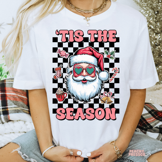 Checkered Santa Christmas Shirt | Retro Tis The Season, Holiday Apparel