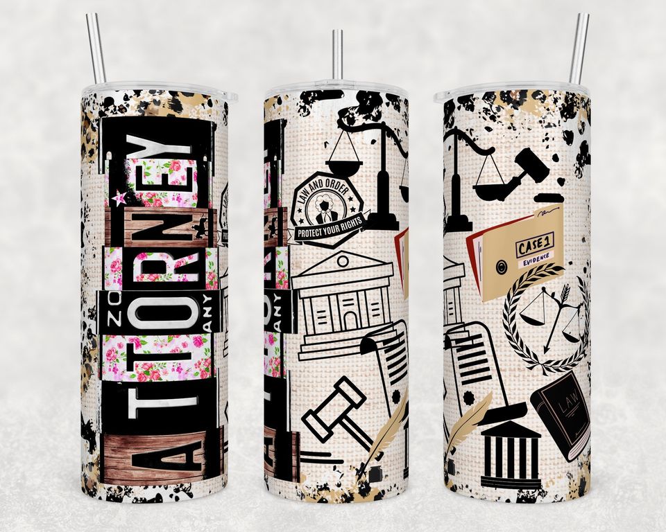 Attorney Law Justice Tumbler – Floral Legal Theme