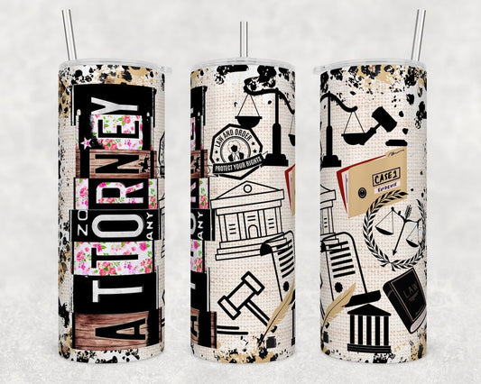 Attorney Law Justice Tumbler – Floral Legal Theme