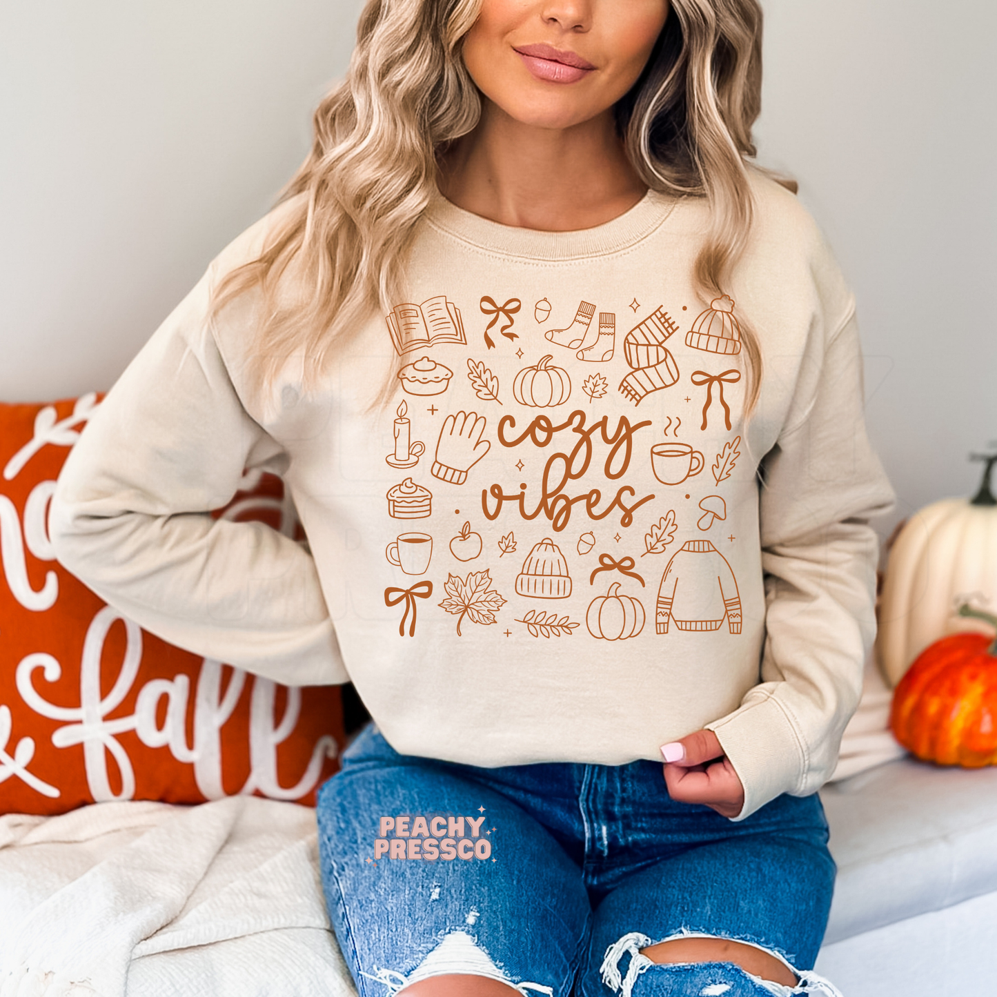 Cozy Vibes Fall Sweatshirt | Autumn Icons, Fall Apparel