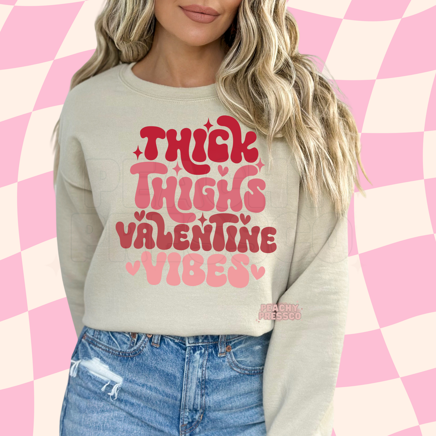 Thick Thighs Valentine Vibes T-Shirt – Body Positive Cute Curvy Girl Valentine Apparel