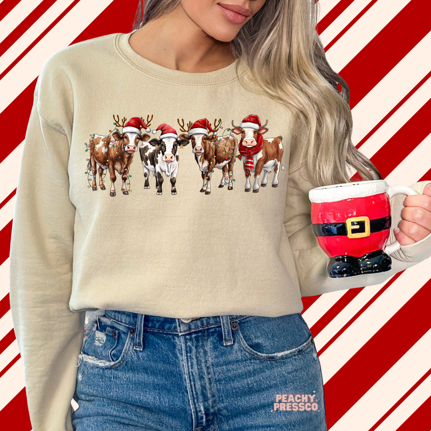 Christmas Cow Squad Sweatshirt – Festive Farm Holiday Apparel
