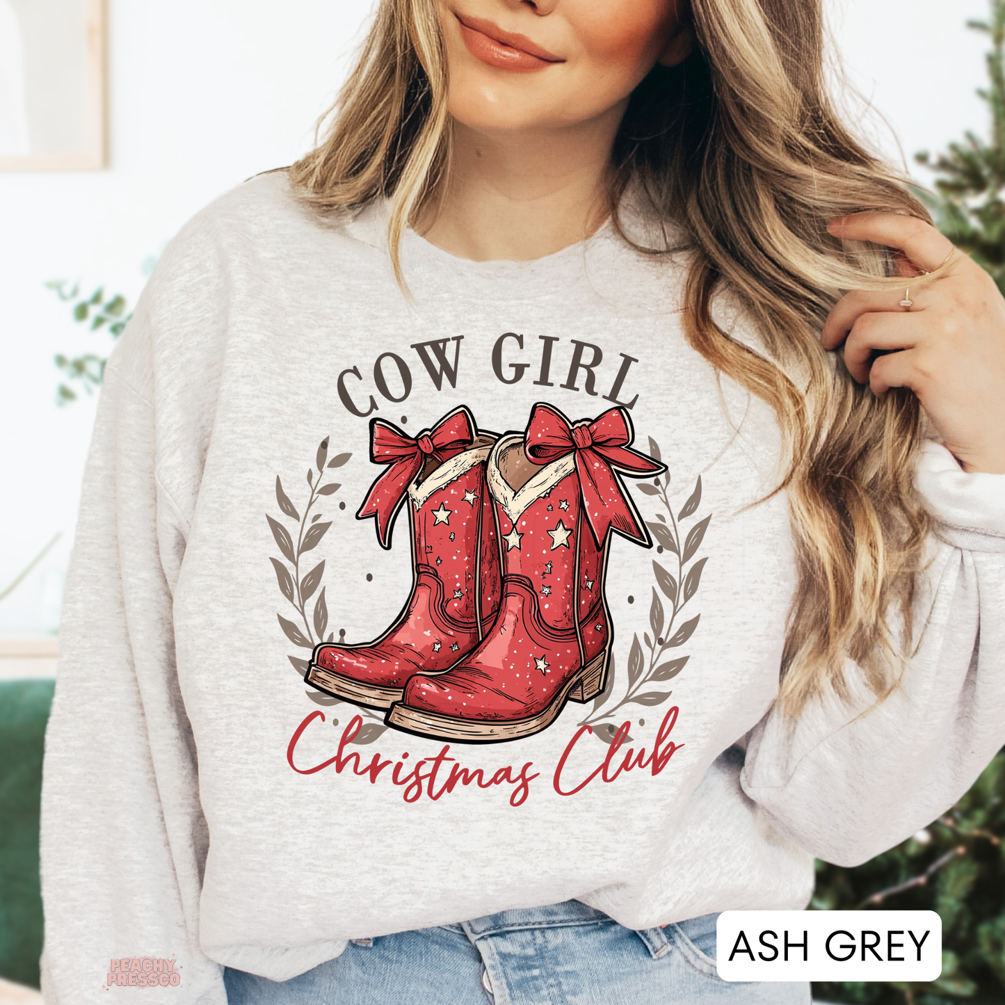 Cow Girl Christmas Club Sweatshirt - Festive Western Apparel