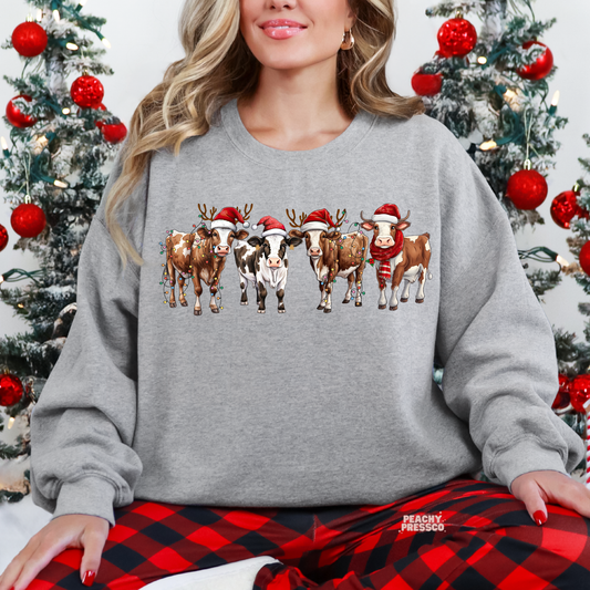 Christmas Cow Squad Sweatshirt – Festive Farm Holiday Apparel