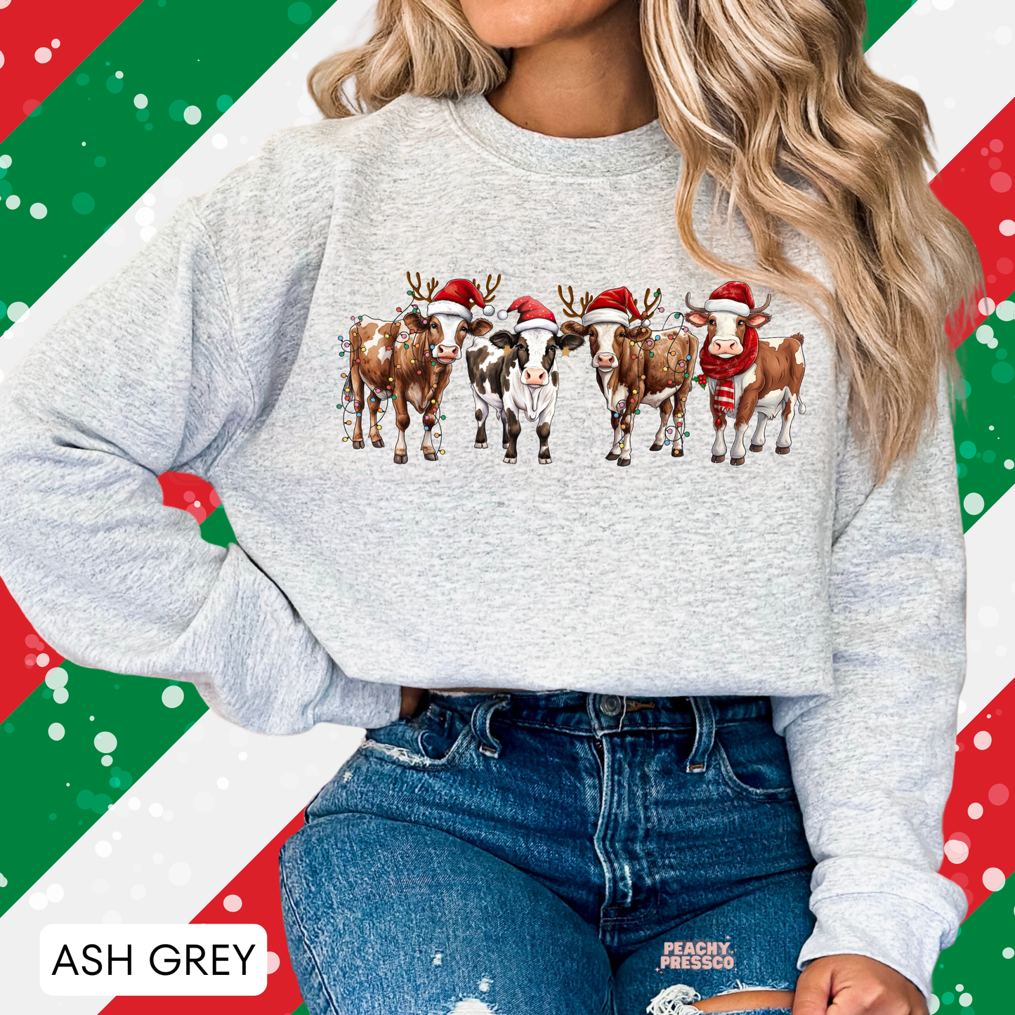 Christmas Cow Squad Sweatshirt – Festive Farm Holiday Apparel