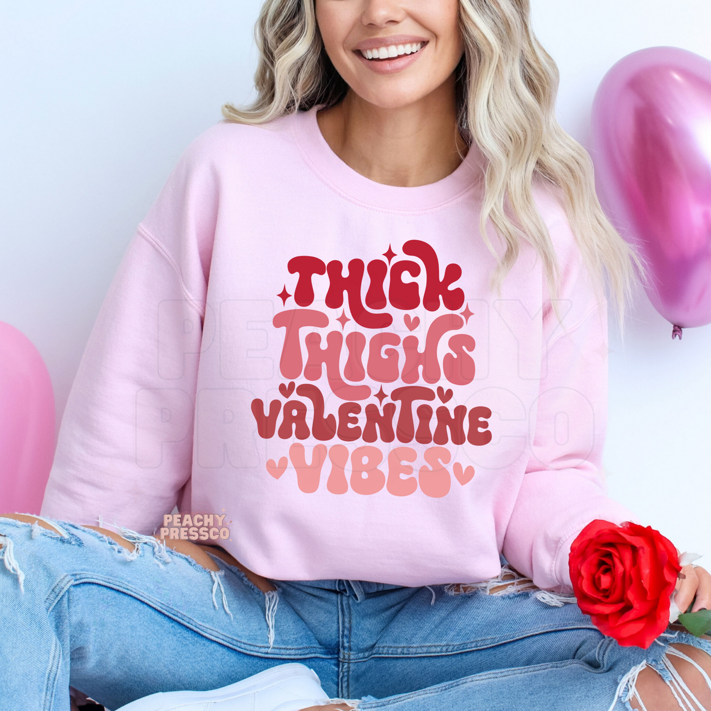 Thick Thighs Valentine Vibes T-Shirt – Body Positive Cute Curvy Girl Valentine Apparel