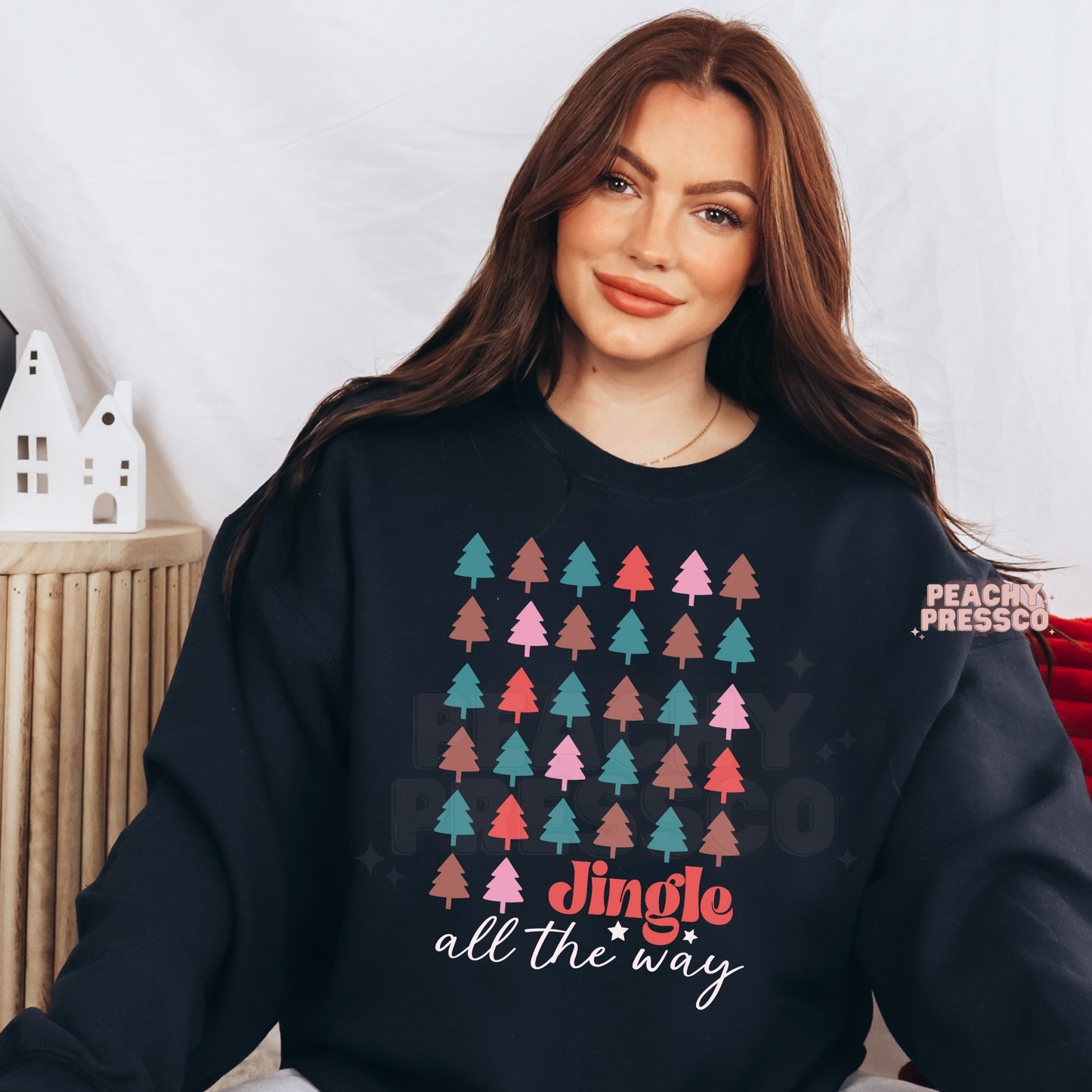 Jingle All the Way T-Shirt – Cute Christmas Tree Pattern Holiday Apparel