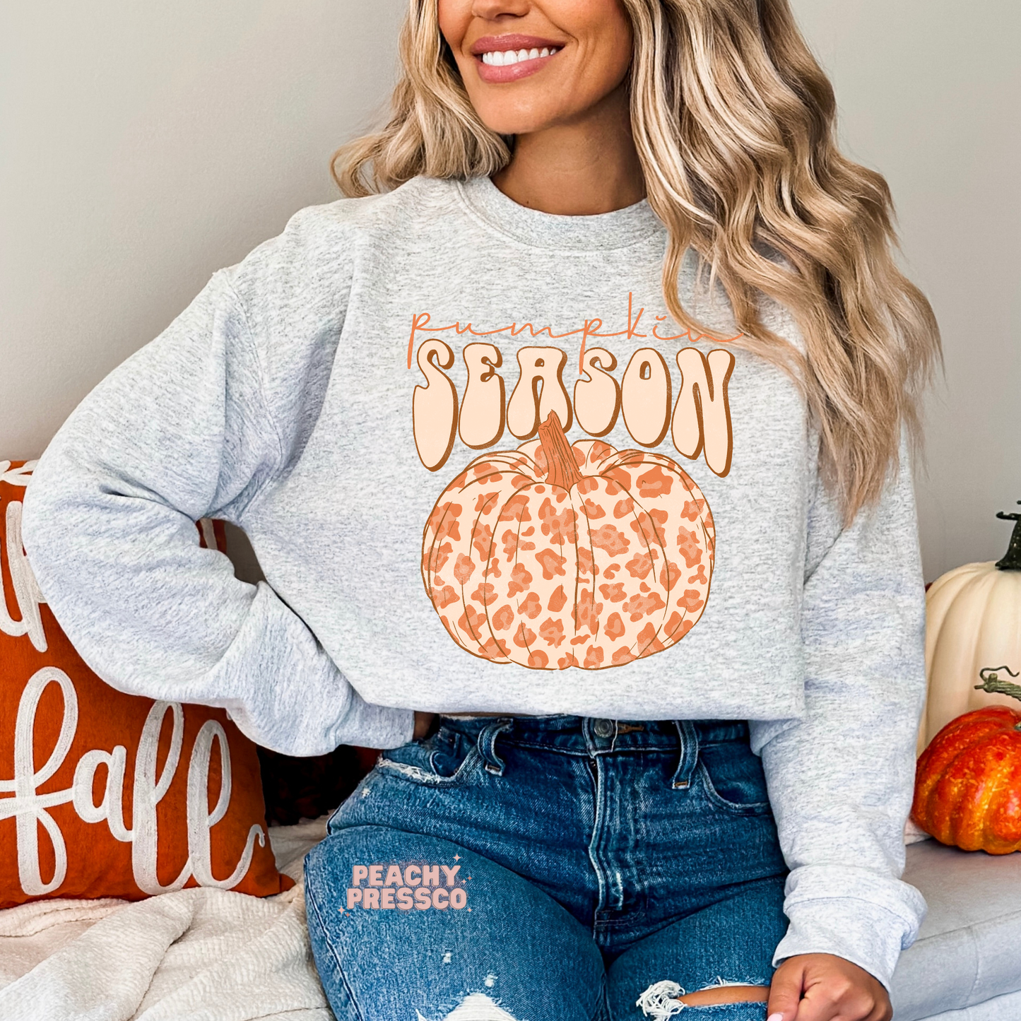 Pumpkin Season Leopard Print Sweatshirt, Fall Apparel