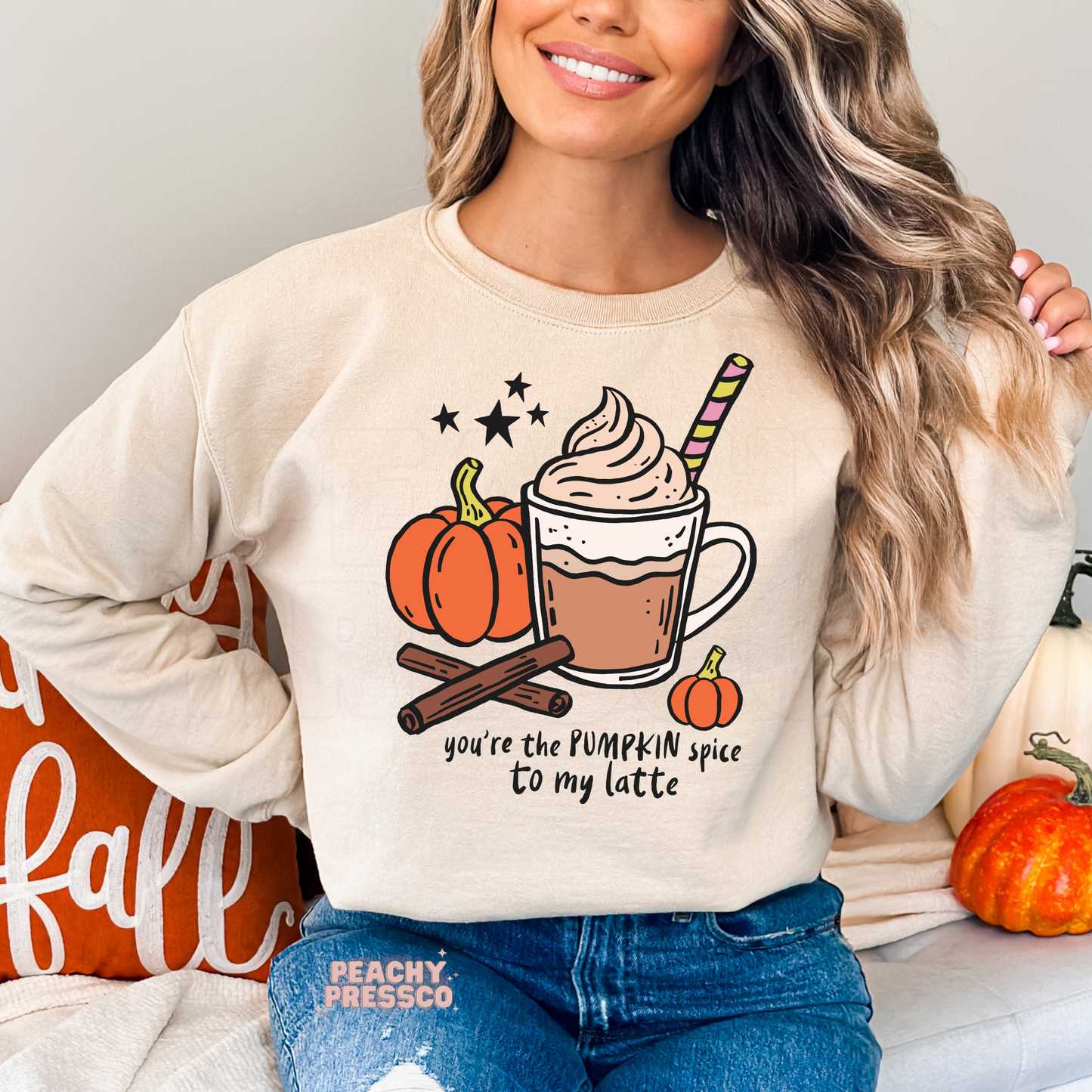Pumpkin Latte Shirt – Cute Fall Graphic Tee with Pumpkins & Cinnamon, Fall Apparel