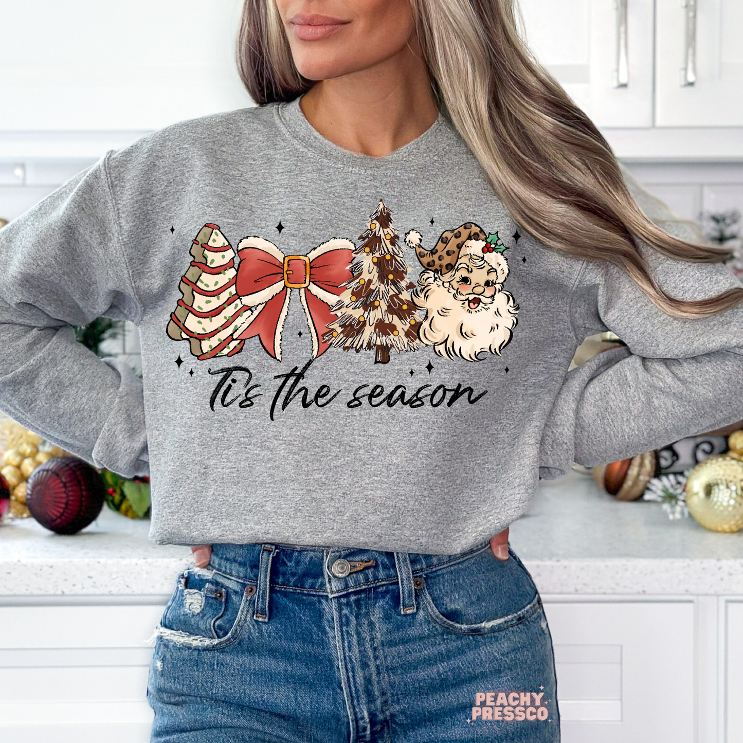 Tis The Season Santa Shirt | Cute Retro Christmas Graphic Holiday Apparel