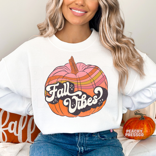 Fall Vibes Retro Pumpkin Sweatshirt – Cozy Autumn Graphic, Fall Apparel