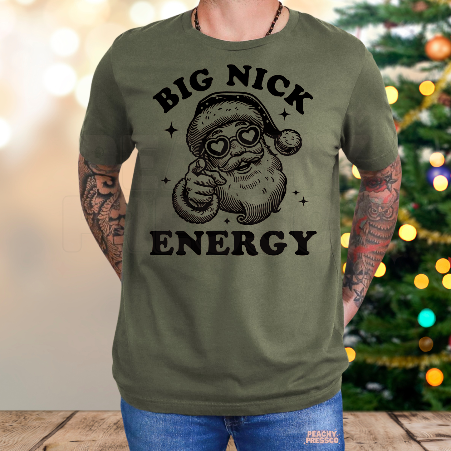 Big Nick Energy Christmas Shirt – Funny Santa Holiday Crewneck, Festive Vibes, Men's Apparel