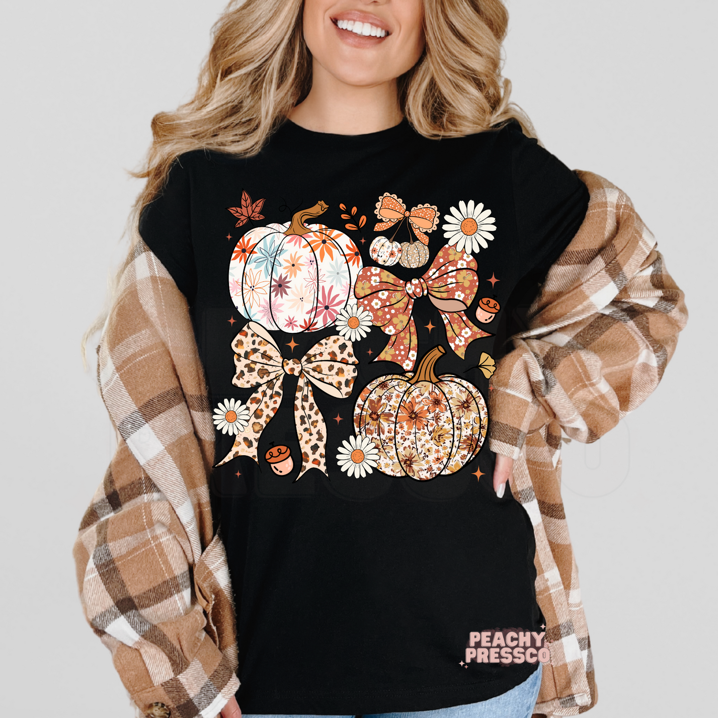 Fall Pumpkins & Bows Sweatshirt, Cute Autumn Apparel