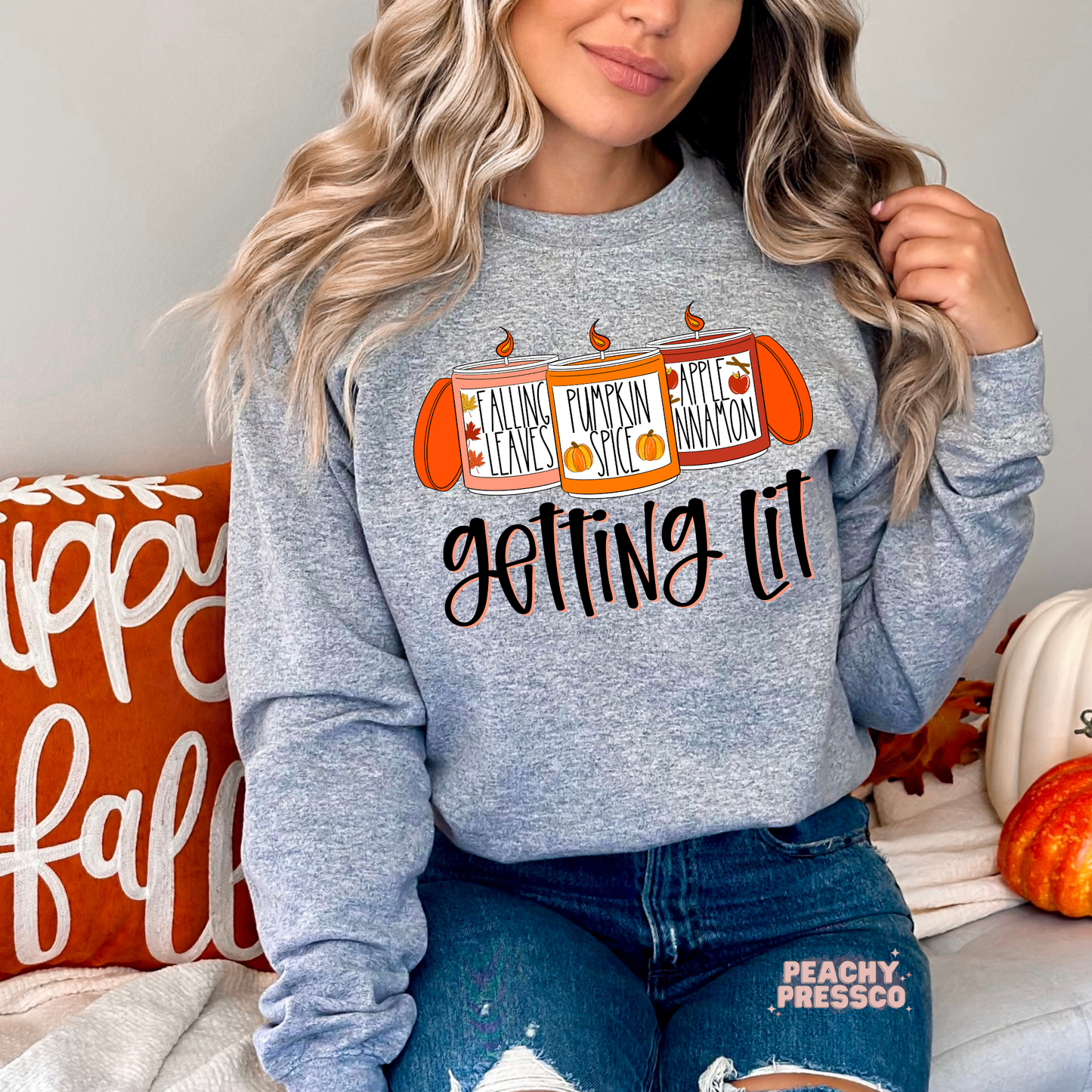 Getting Lit Fall Sweatshirt | Pumpkin Candle Apparel