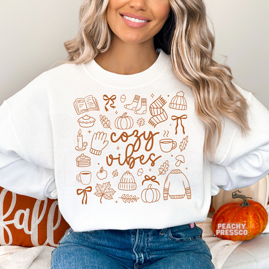 Cozy Vibes Fall Sweatshirt | Autumn Icons, Fall Apparel