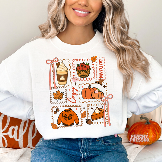 Cozy Fall Collage Sweatshirt | Pumpkins, Coffee & Sweater, Fall Apparel