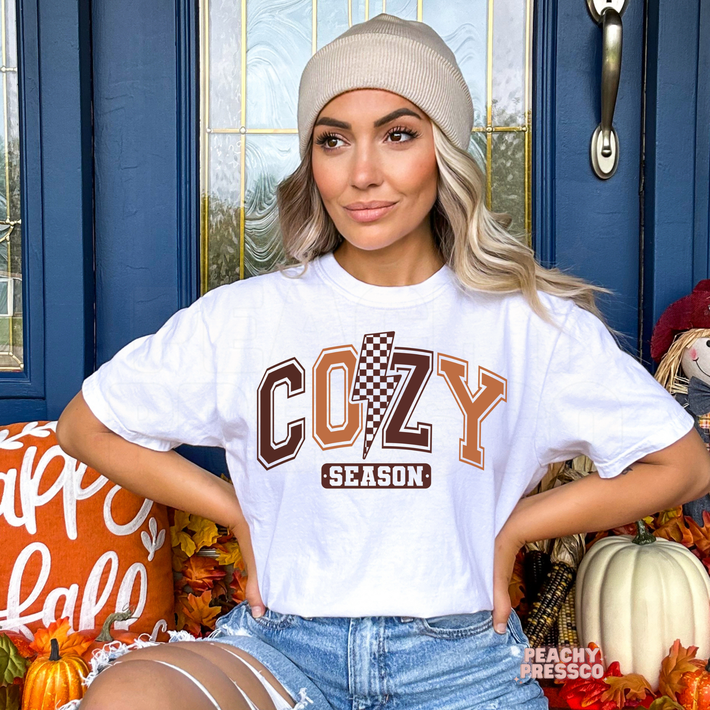 Cozy Season T-Shirt – Bold Lightning Bolt Fall Graphic Apparel