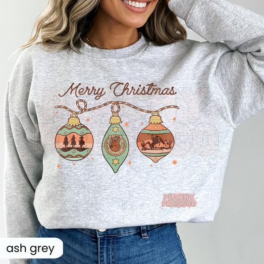 Merry Christmas Western Ornament Sweatshirt