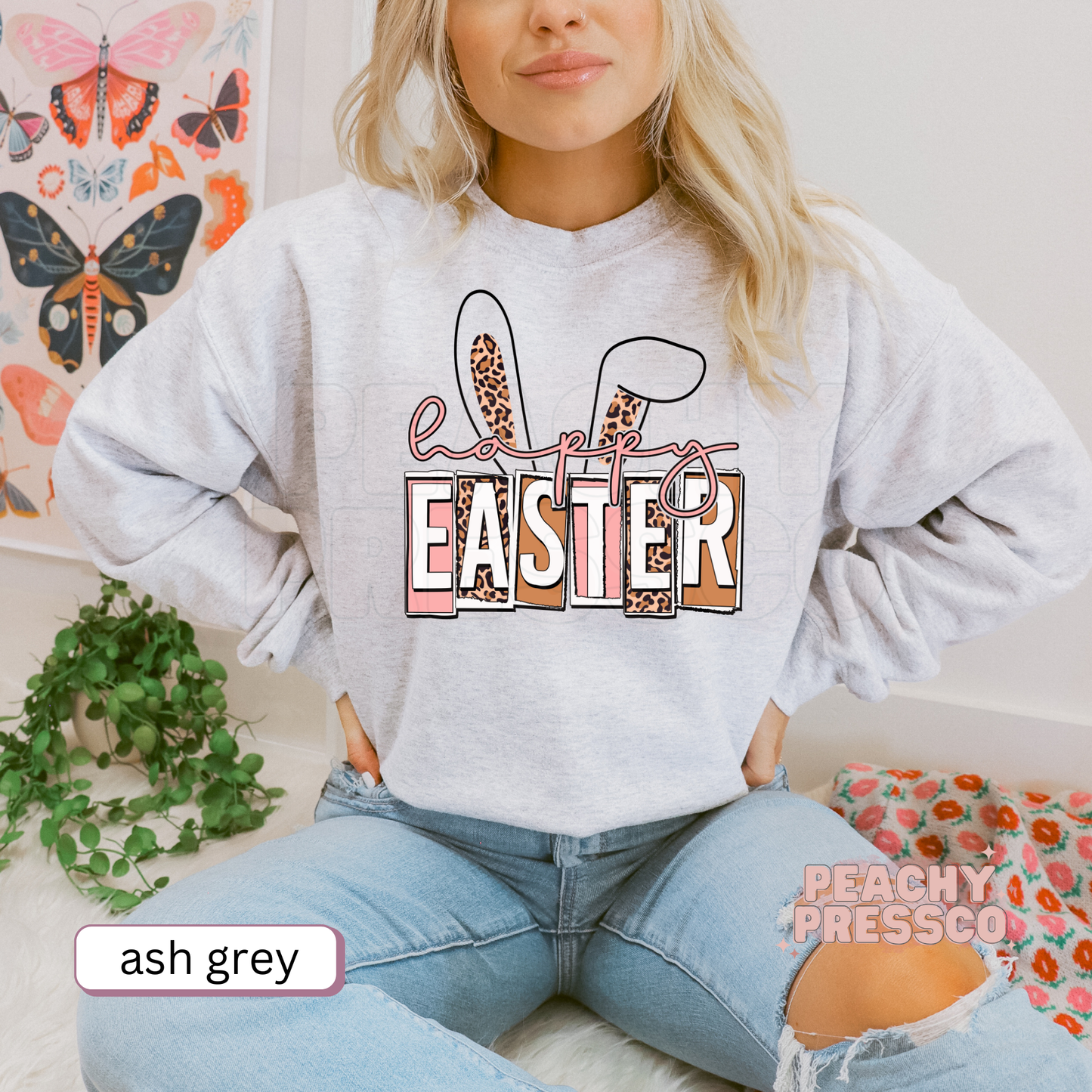 Happy Easter Bunny Ears T-Shirt – Leopard Print Pastel Spring Apparel
