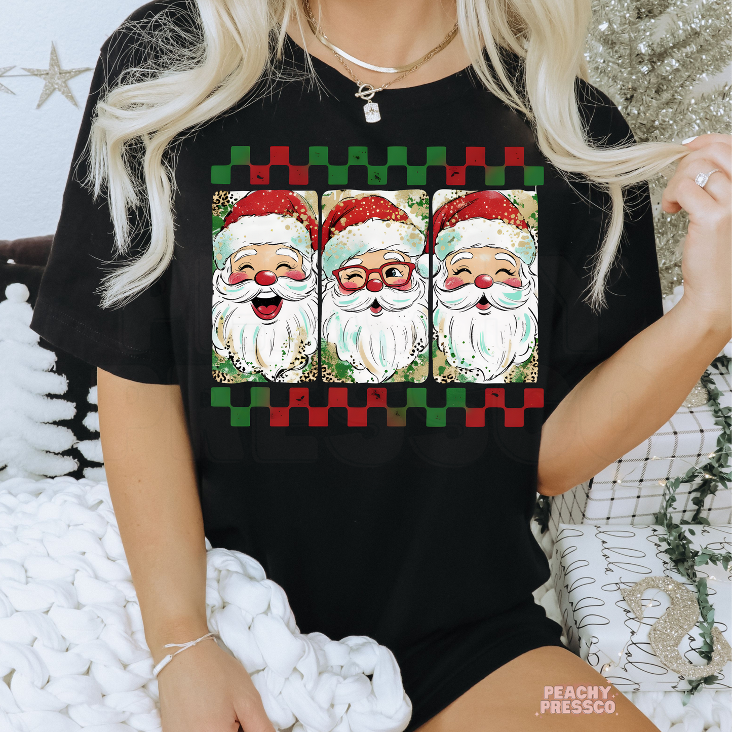 Jolly Trio Santa Christmas Sweatshirt, Holiday Apparel