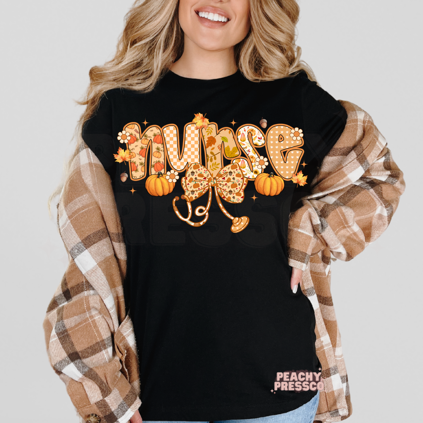 Autumn Nurse Sweatshirt – Cute Fall Pumpkin & Stethoscope Graphic Pullover, Fall Apparel