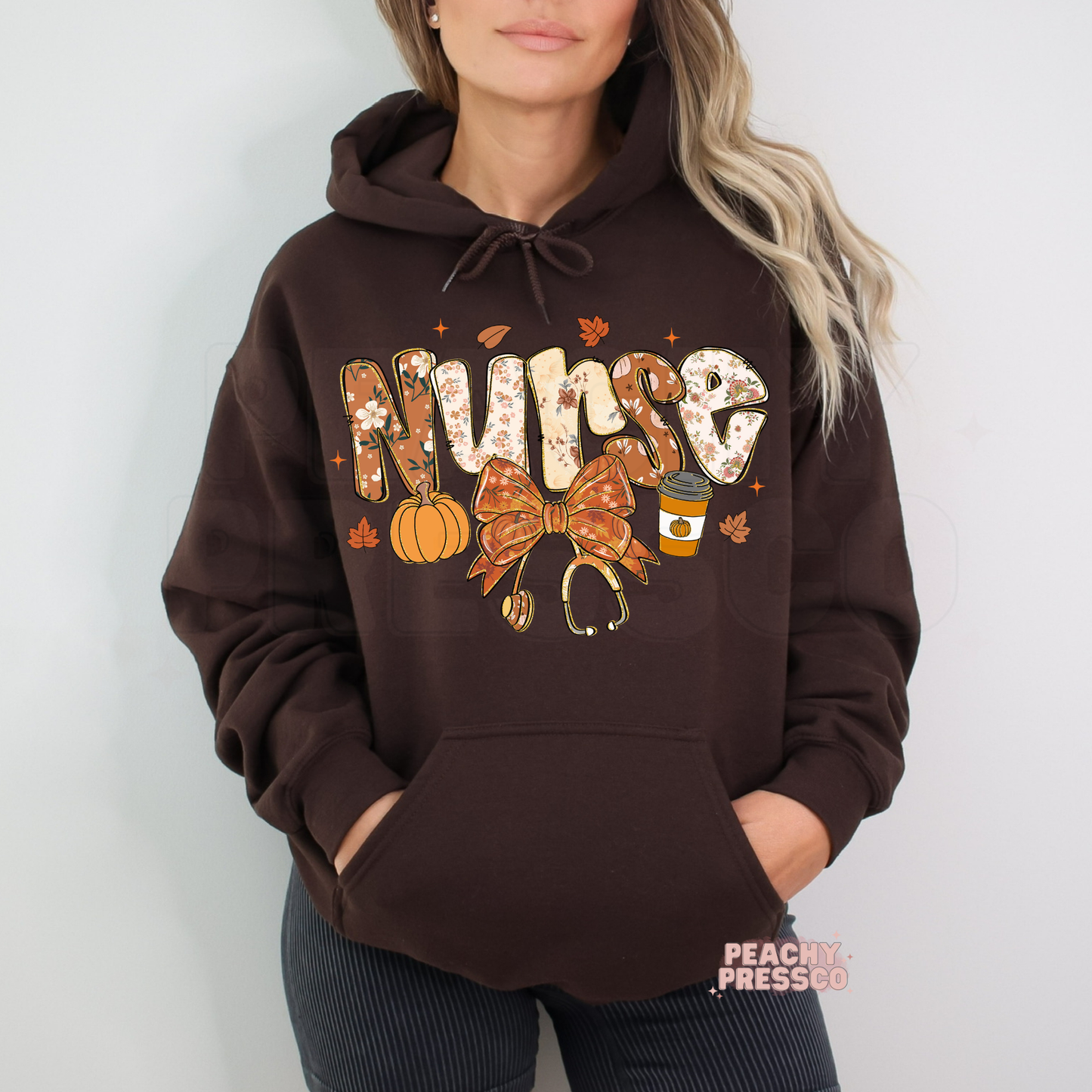 Fall Nurse Sweatshirt – Cute Autumn Floral Pumpkin Graphic Crewneck, Fall Apparel