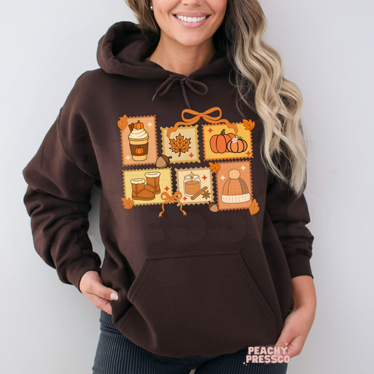 Autumn Essentials Sweatshirt | Pumpkins, Coffee, Boots & Candle, Fall Apparel