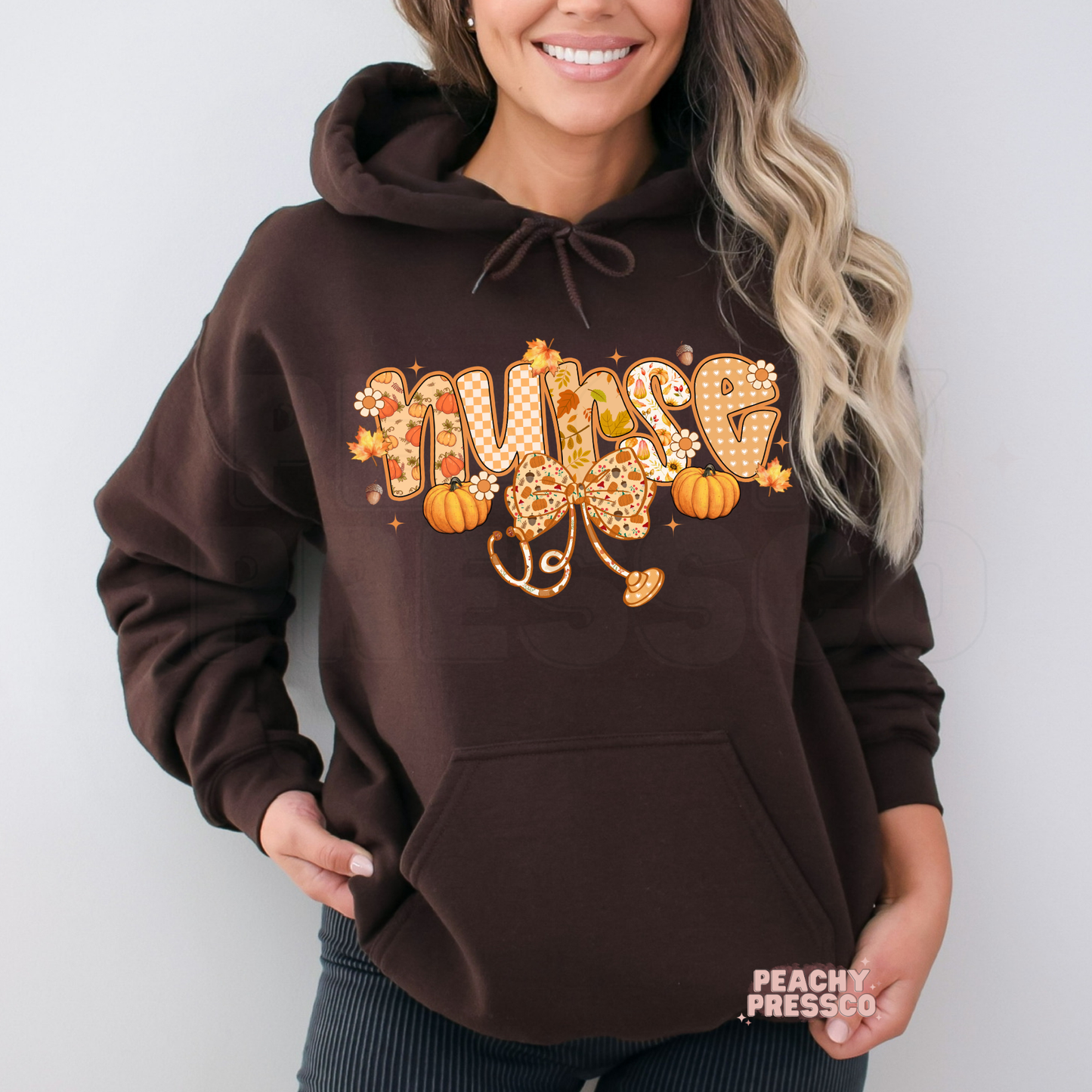 Autumn Nurse Sweatshirt – Cute Fall Pumpkin & Stethoscope Graphic Pullover, Fall Apparel