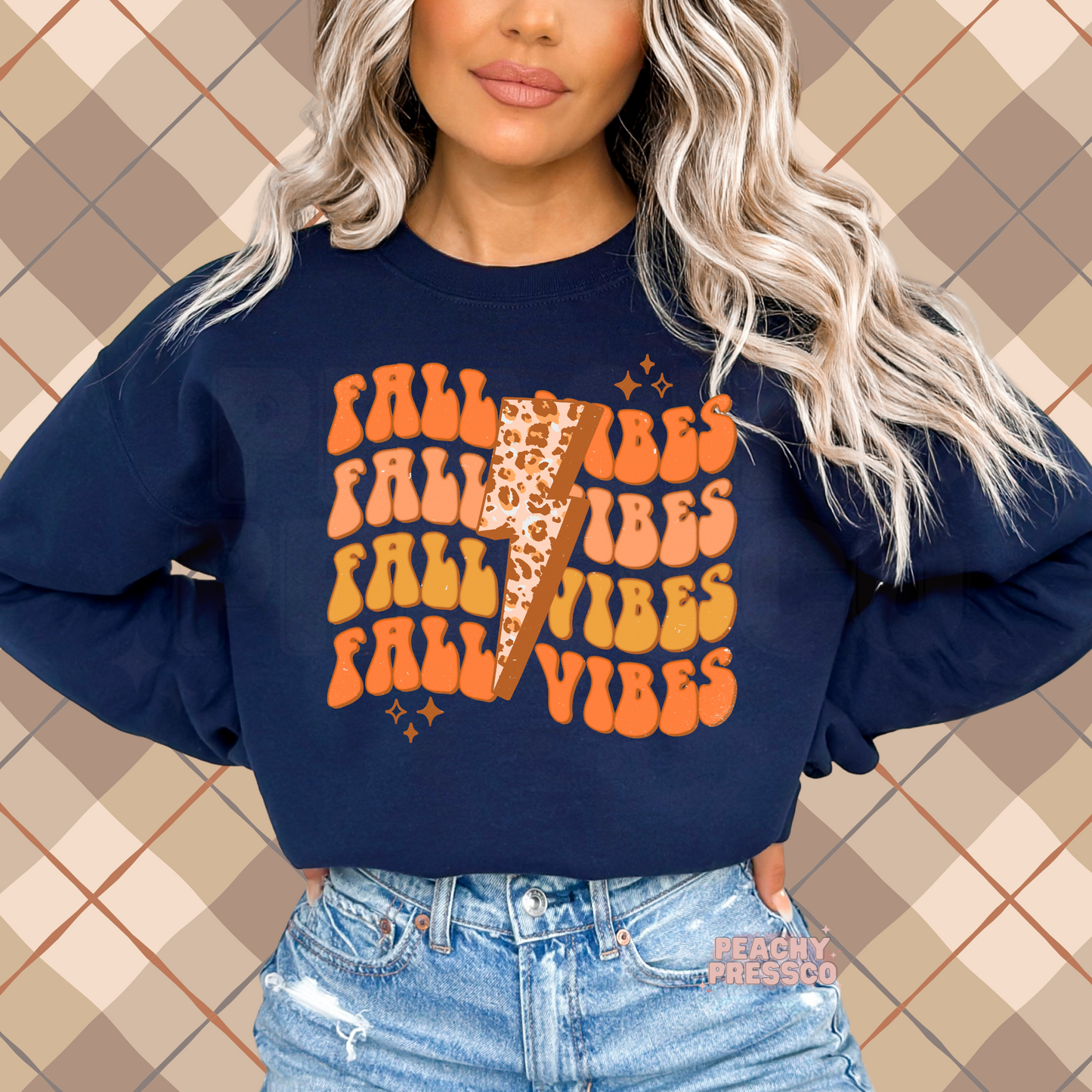 Fall Vibes Lightning Sweatshirt – Repeated Retro Design Apparel