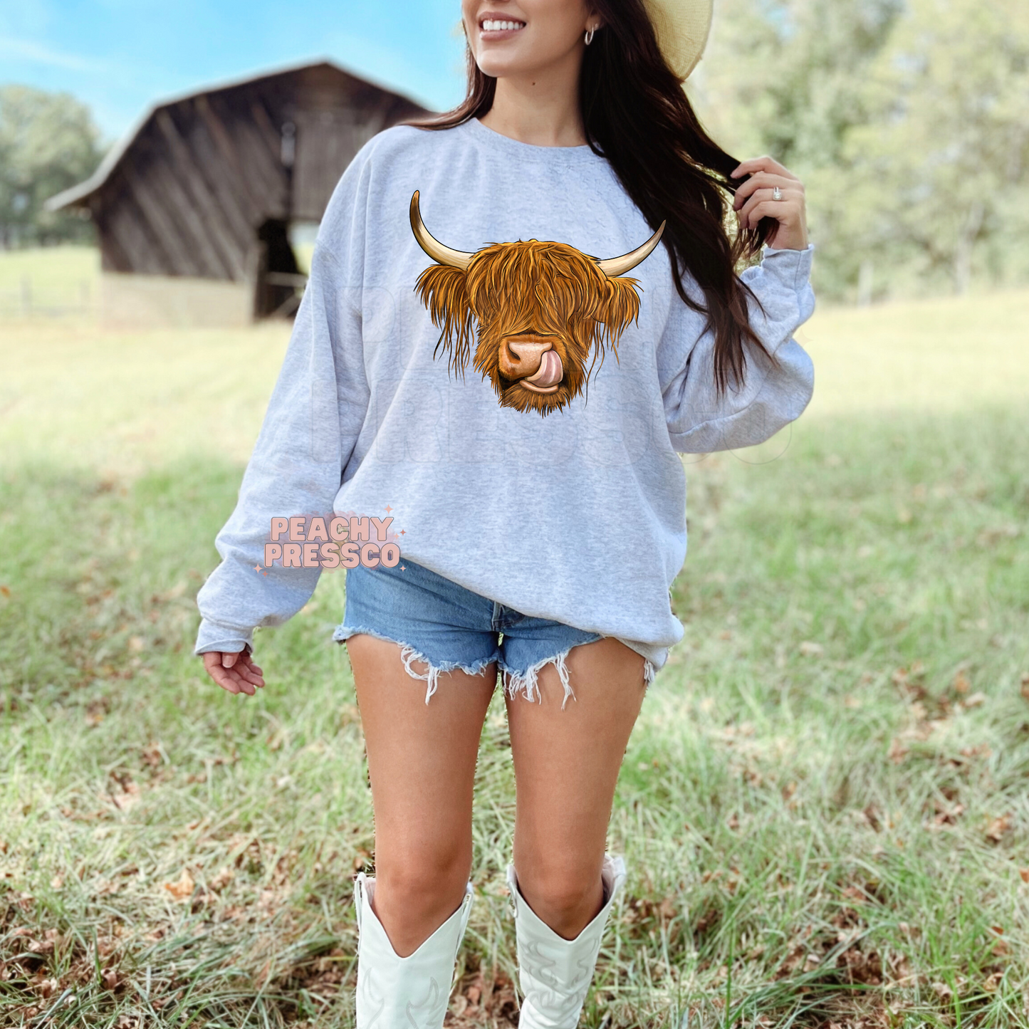 Highland Cow Sweatshirt – Cozy Western Cow Crewneck