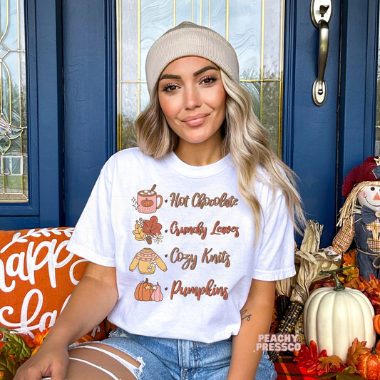 Cozy Fall Checklist Sweatshirt – Hot Chocolate, Leaves & Pumpkins Apparel