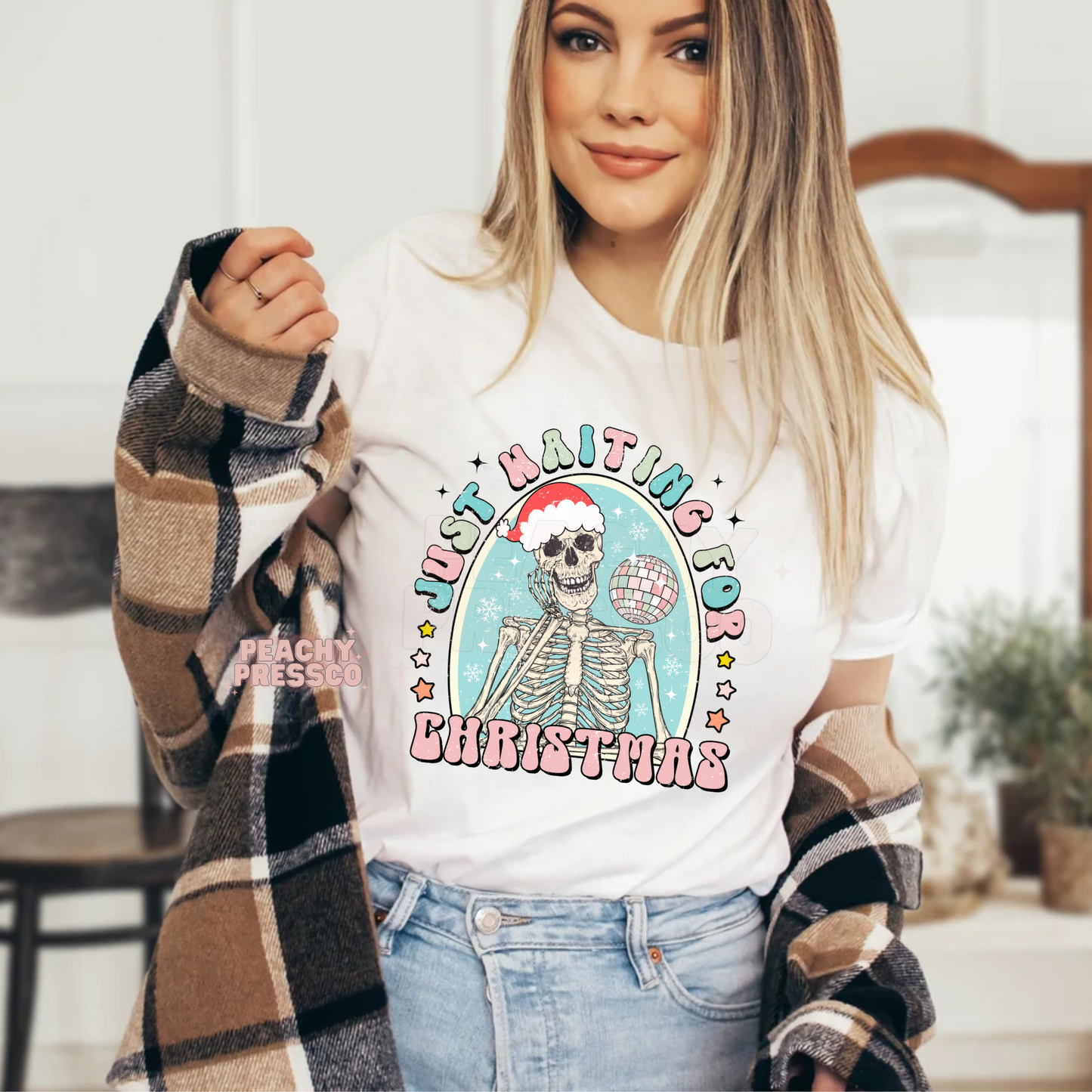 Just Waiting for Christmas Skeleton Sweatshirt – Funny Retro Holiday Vibes